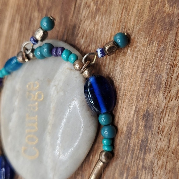 Blue‎ seaglass tahitian tiki bracelet B3121 - Picture 2 of 3